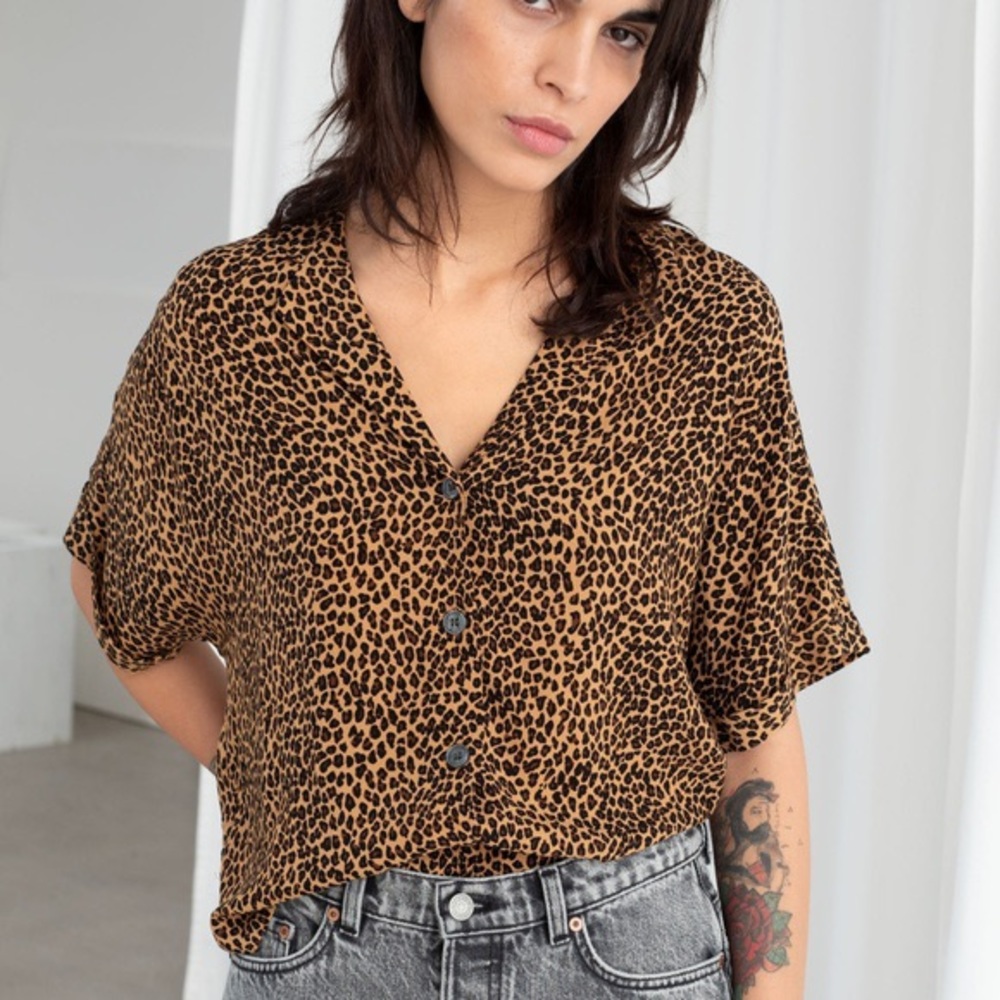 & Other Stories leopard short sleeve button up